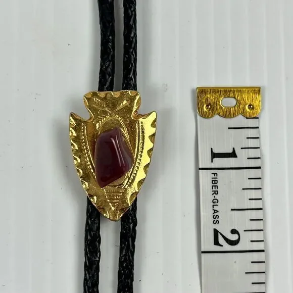 Gold Tone Southwestern Arrowhead Bolo with Beautiful Stone VINTAGE - Picture 6 of 7